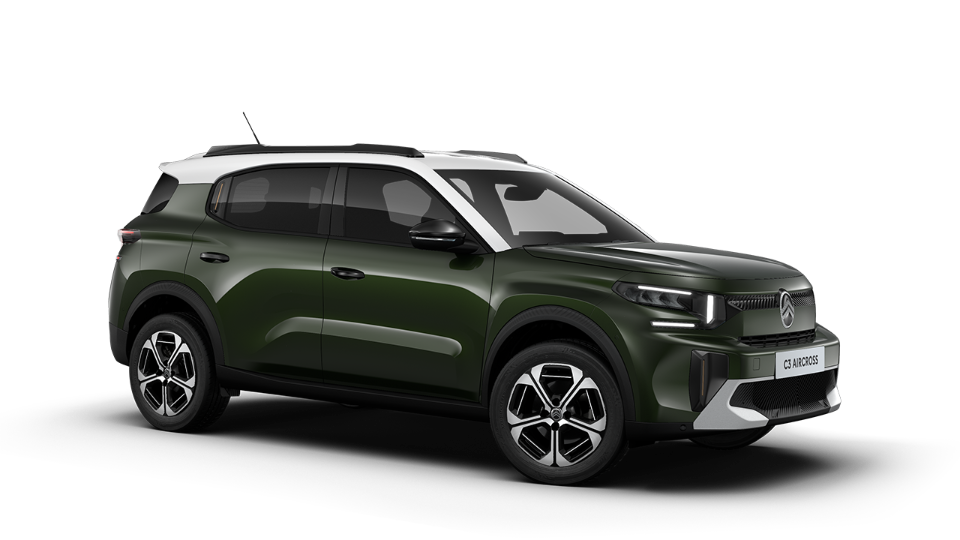 Citroën C3 Aircross у комплектації Max зеленого кольору з білим дахом